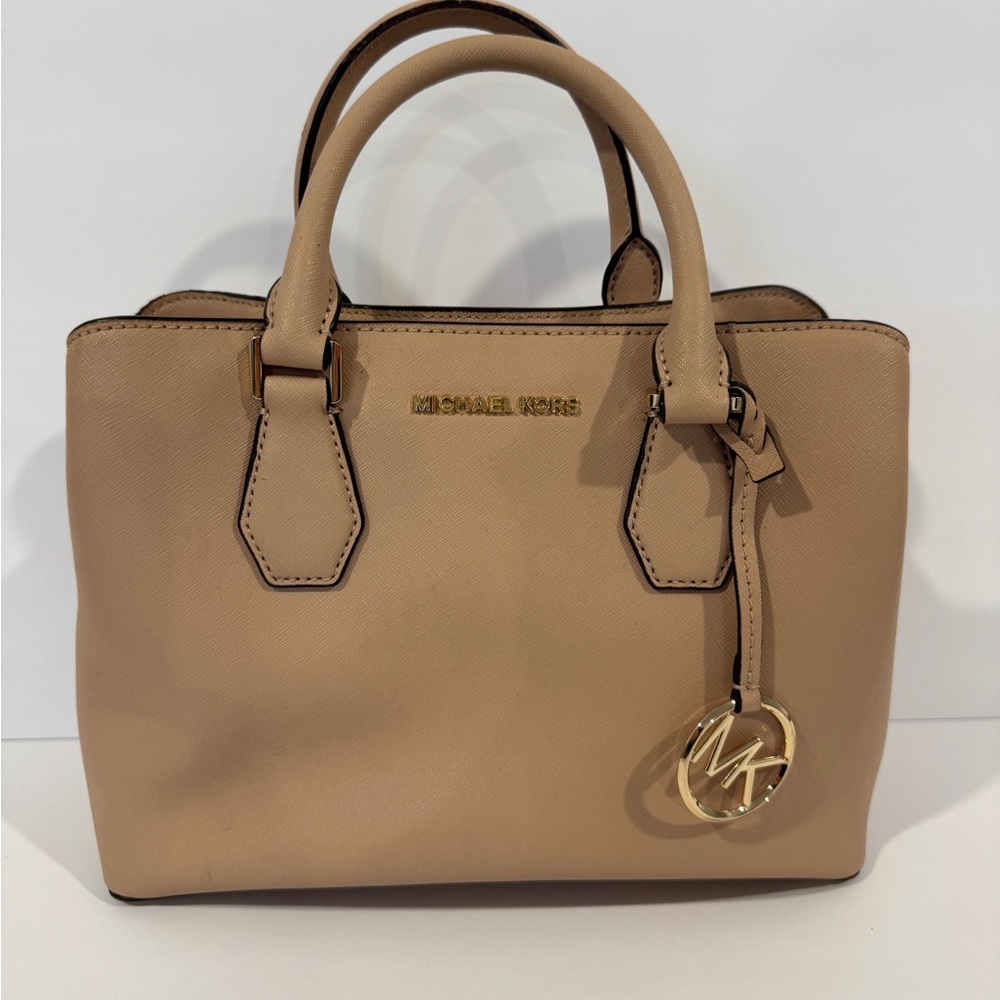 Michael Kors Beige Satchel with Gold Accents